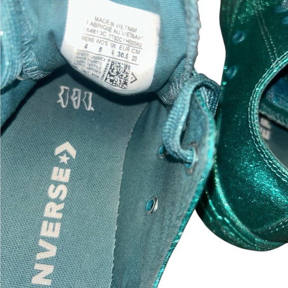 Converse Chuck Taylor All Star Lo teal Glitter sneakers size 6 sparkle - Picture 4 of 5